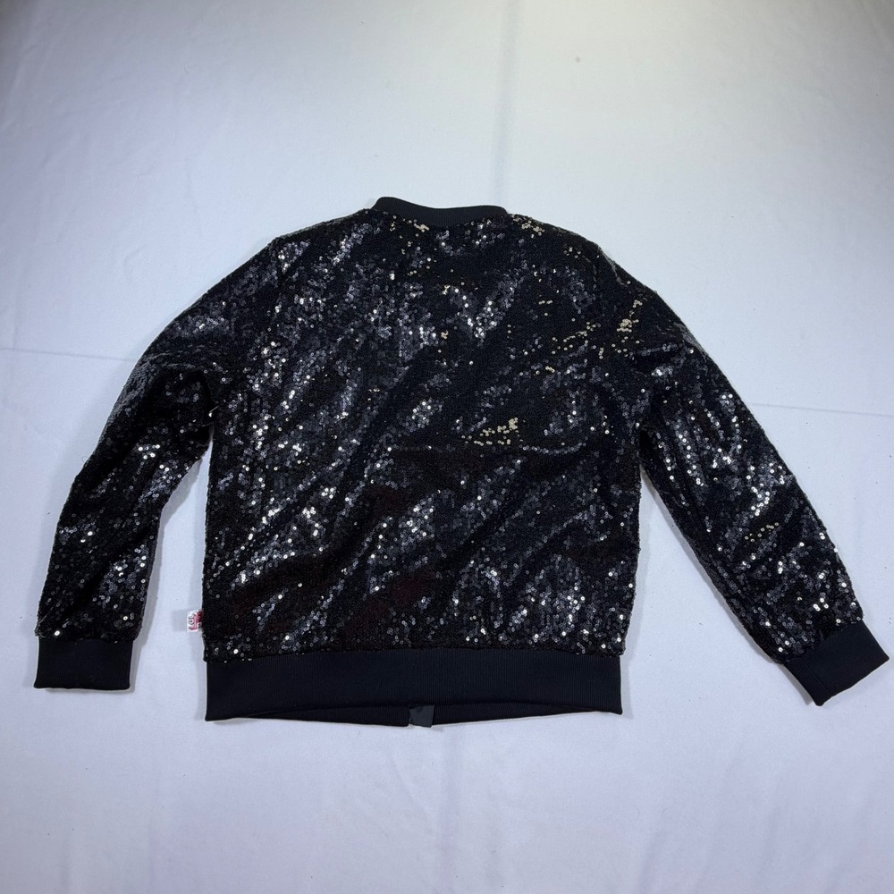 LOL Surprise Remix Girls Black Sequin Bomber Jacket Music Lover Patch Size 10/12 - Picture 6 of 7